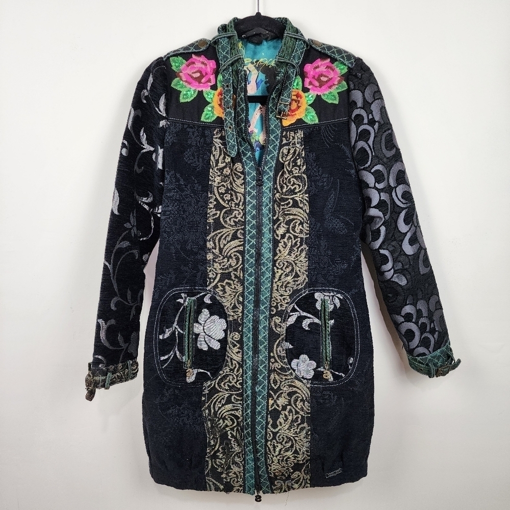 Desigual Floral Embroidered Coat. Size S